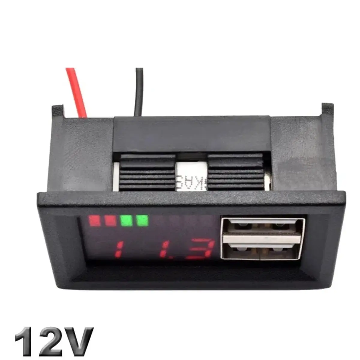 HITL Lifepo4 Lithium Battery Capacity Indicator USB Charger Voltmeter Panel Voltage Meter Tester 12V Car Motorcycle