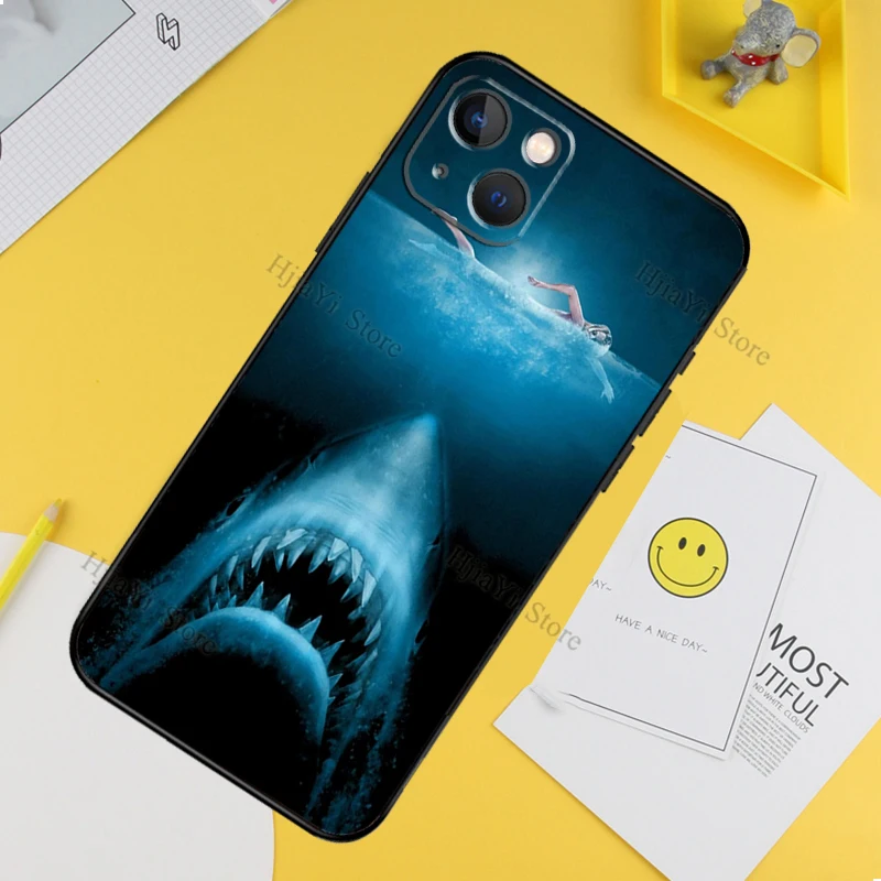 Jaws 1975 Movie Poster Phone Case For iPhone 13 12 11 14 15 16 Pro XS Max XR X Silicone For iPhone 12 Mini Plus Cover