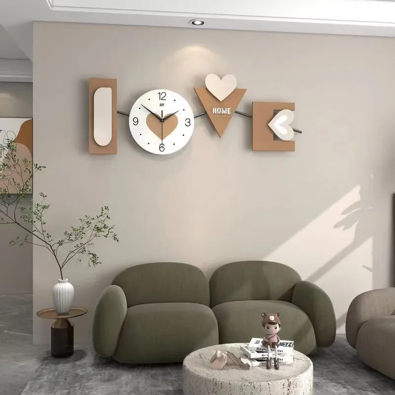 for Cream Wind Clock Living Room High Sense Modern Simple Home Decoration Wall Hanging Large Sofa Background Wall Clock