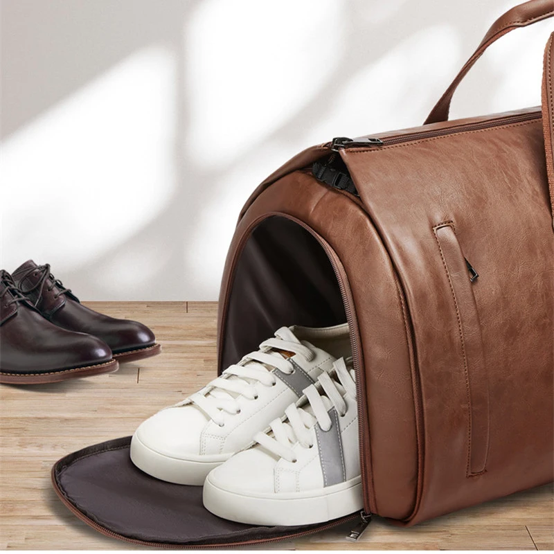 XMESSUN New Men's Portable Travel Bag Designer Brand PU Leather Large Capacity Luggage Folding Suit Bag Shoulder Crossbody Bag view 6