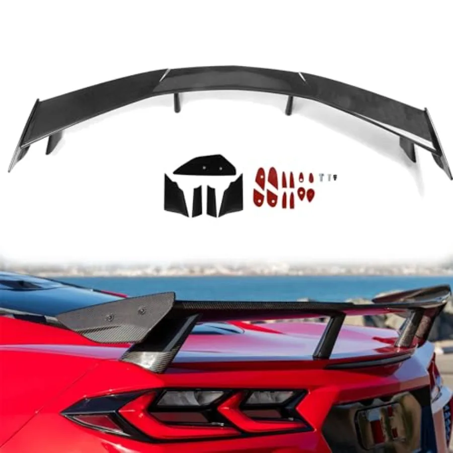 

Rear Spoiler Wing for 2020-2025 Corvette C8 Stingray Z51 Rear High Trunk Wing Spoiler Carbon Fiber Black Body Kit Accessories