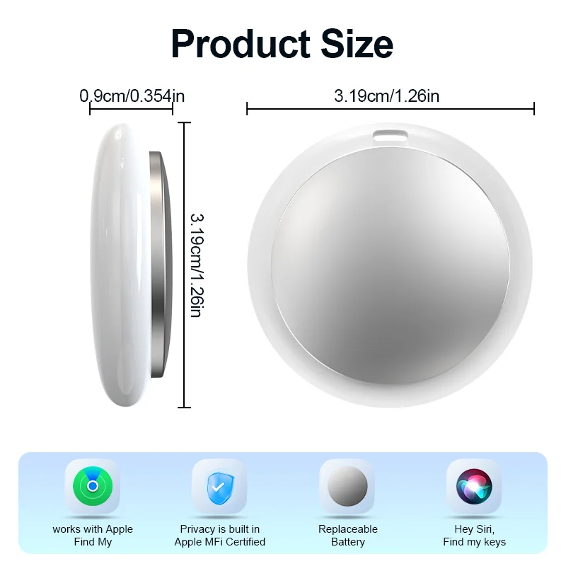 iOS Compatible Mini Smart Tracking Tag, Global Precision Anti-Lost Locator for Keys Wallet Luggage, Portable Tracker Device