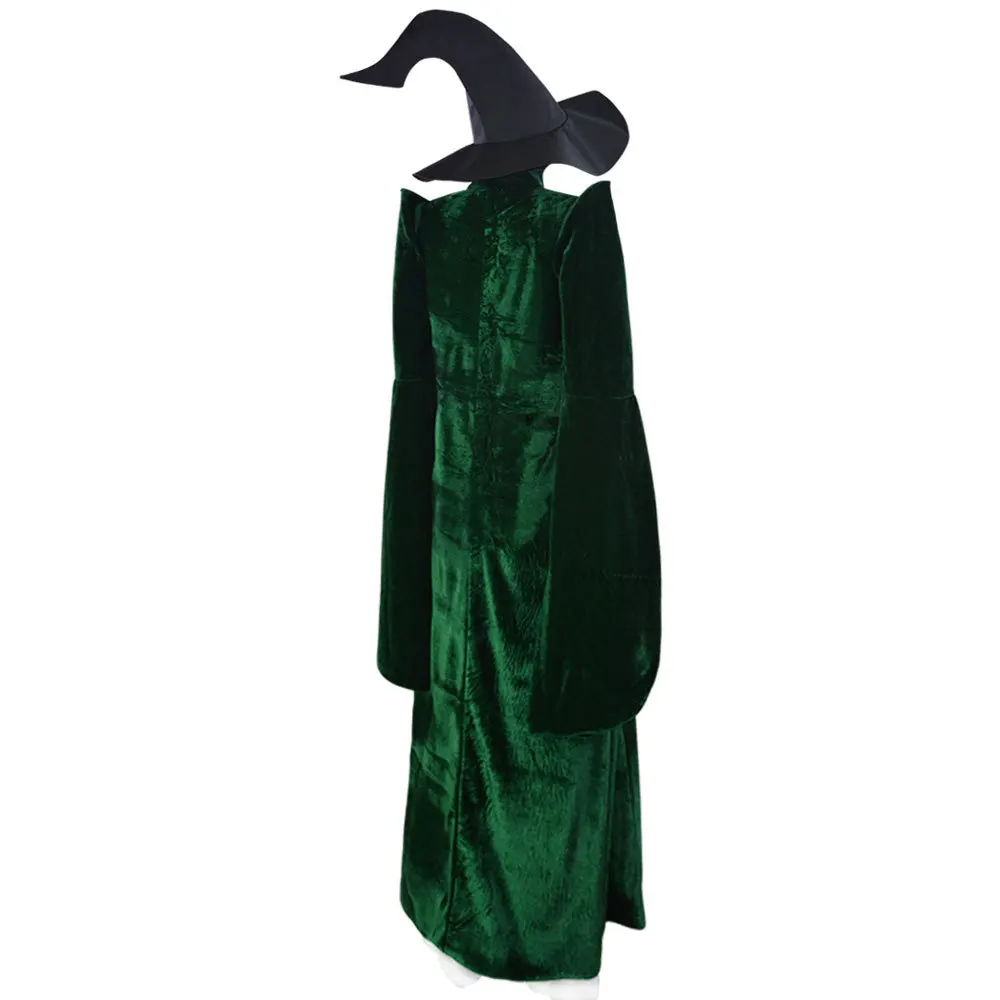 Anime Cosplay Minerva McGonagall Traje, Manto De Veludo Verde, Robe De Cabo, Vestido De Halloween, Terno De Carnaval, Feito Sob Medida