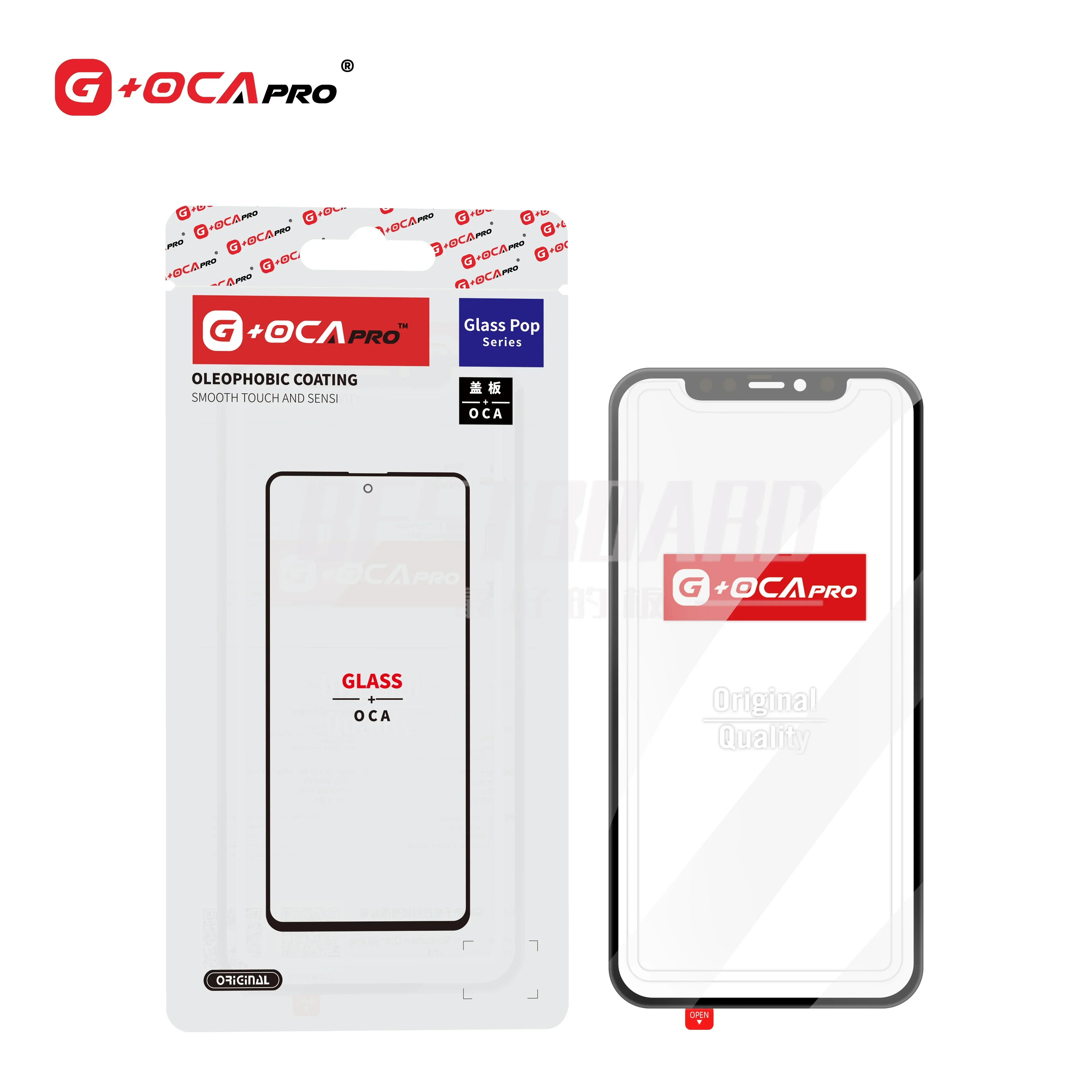 5pcs G+OCAPro Glass Panel with OCA 2 in 1 for iPhone X to 15ProMax Glass Panel Broken Phone Repair Replacement