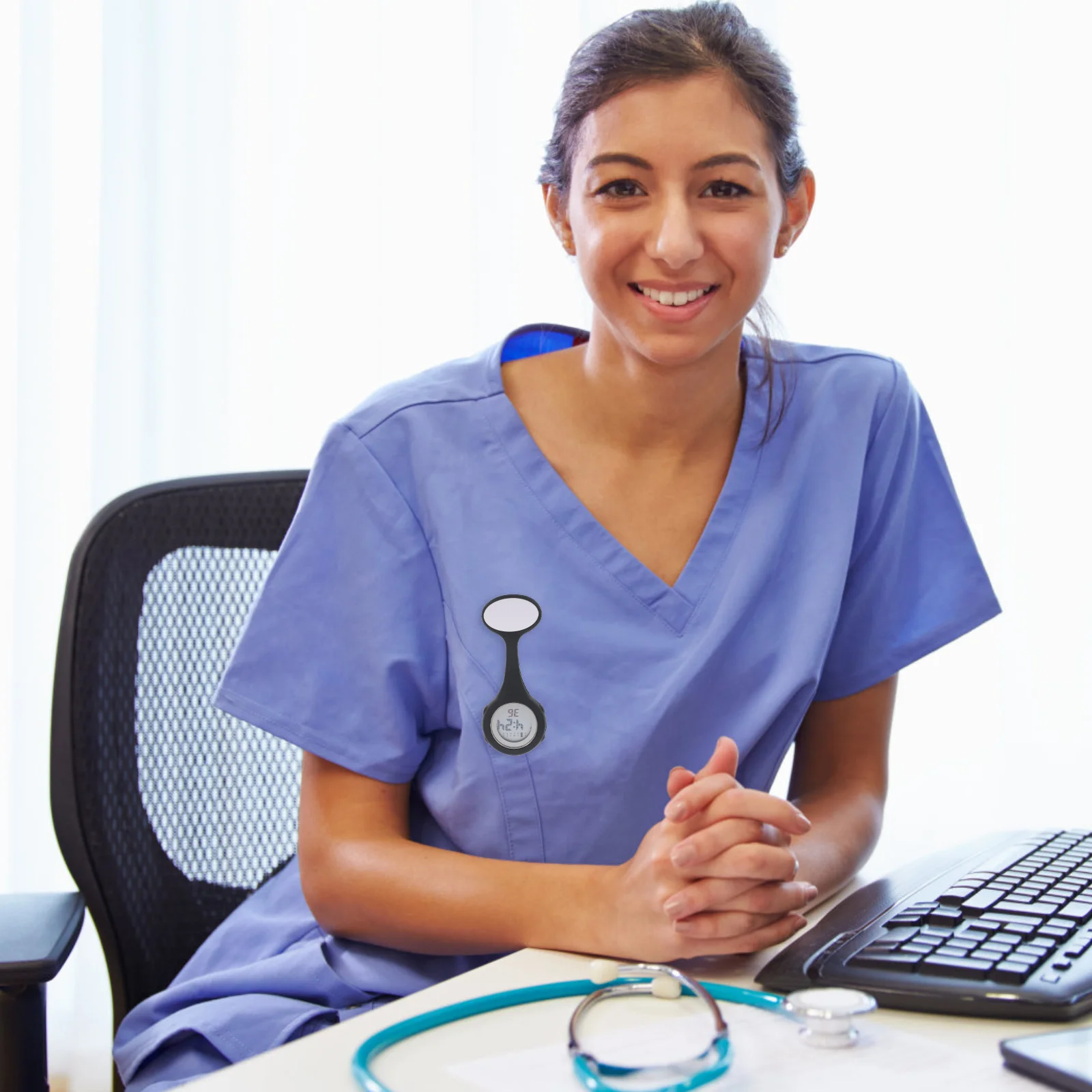 Pin Design Silicone Hanging Nurse Watch Pocket Durable Lightweight Medical Multi-Function Doctor Nursing Electronic Time Date