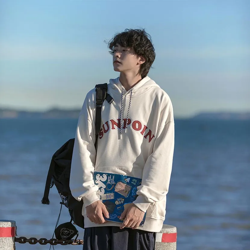 

Мужская толстовка оверсайз с капюшоном, новая коллекция весна-осень, с буквенным принтом, повседневная куртка в американском стиле, свободная спортивная одежда, топ