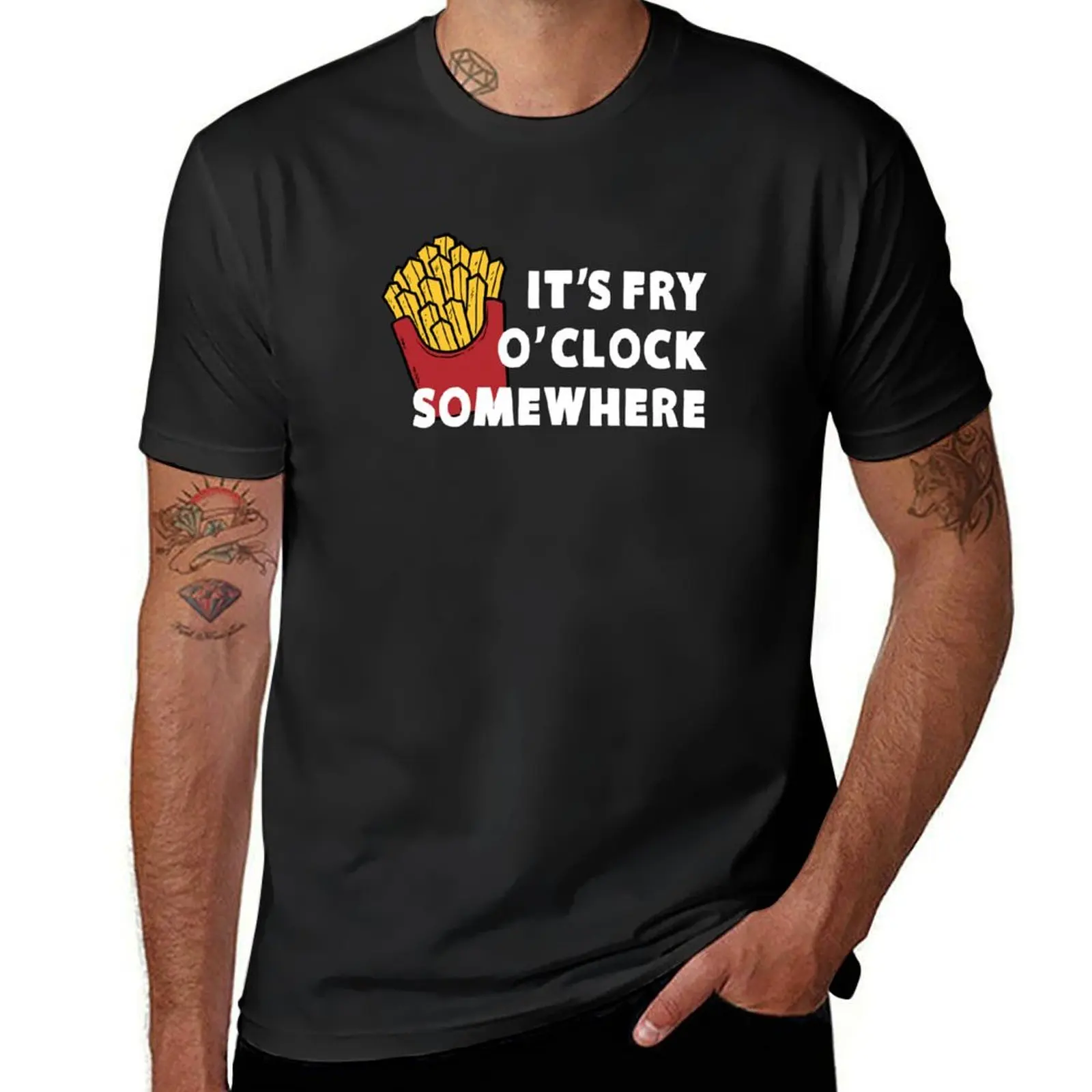 It's Fry O'clock Somewhere French Fries T-Shirt Blouse blacks Men's t shirts