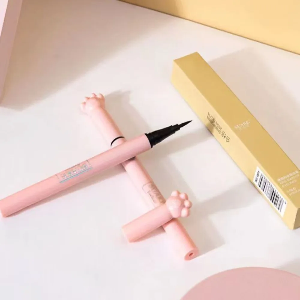 Delineador de ojos líquido de cabeza delgada de moda, lápiz de maquillaje duradero a prueba de sudor, delineador de ojos con garra de gato