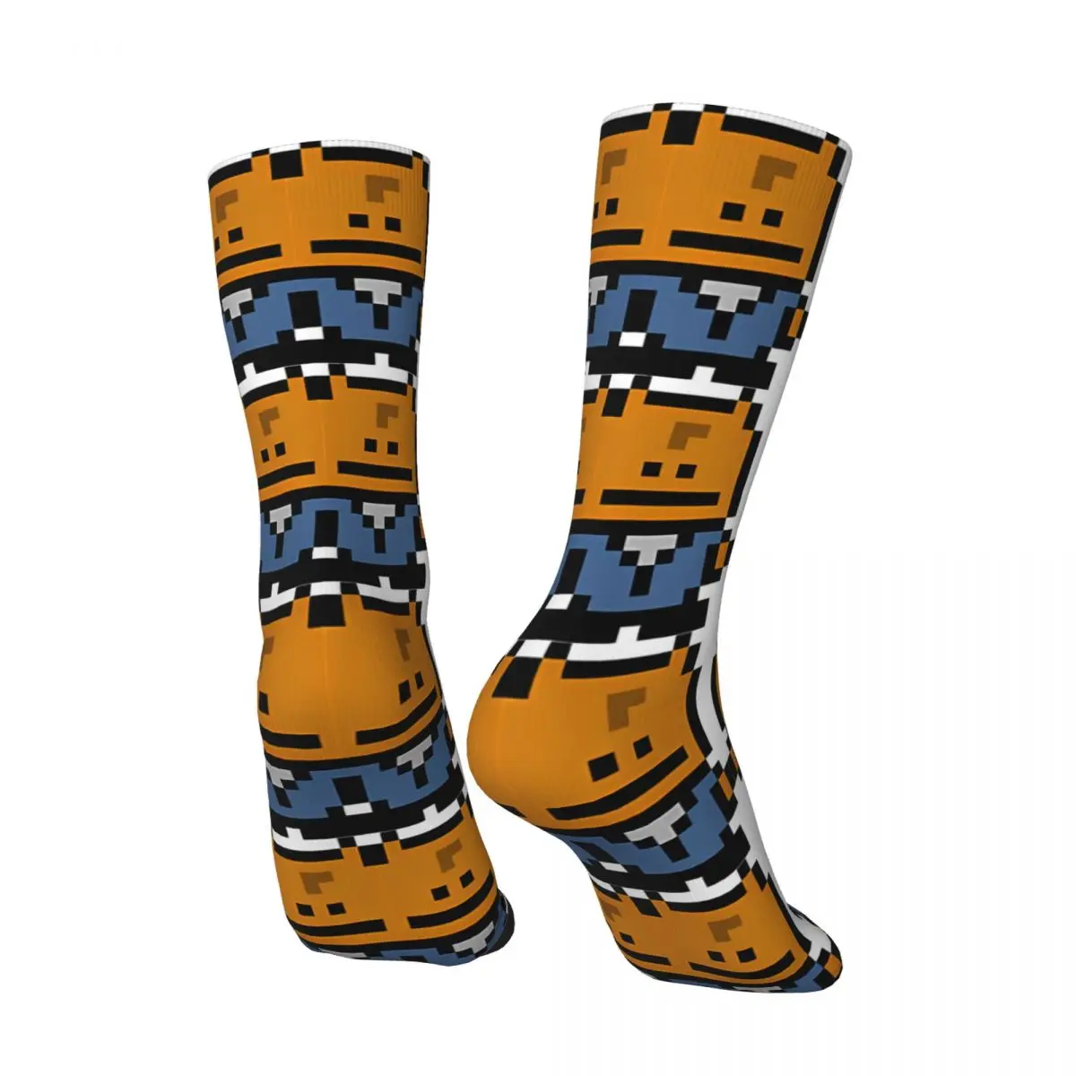 Funny Crazy compression Pixel Glottis Sock for Men Hip Hop Harajuku Grim Fandango Game Happy Quality Pattern Printed Boys Crew