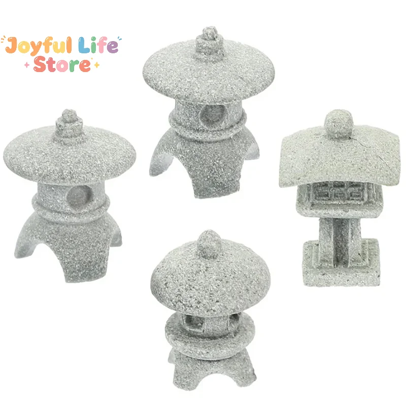 Retro Gazebo Chinese Lanterns Mini Pagoda Model Decoration Stone Miniature Statue Sandstone Home Accessories