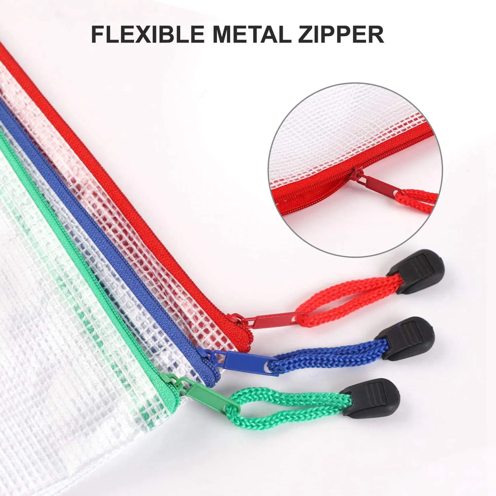 Confezione da 36 buste in rete con cerniera da 8 dimensioni, borse per documenti con cerniera impermeabili, buste per documenti, borse da viaggio multiuso (9 colori)