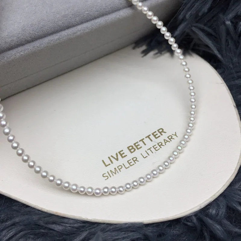 2.5-5mm Natural Freshwater Pearl Necklace, Small Pearl Choker, Perfect Round Almost Flawless Mirror Luster Jewelry Gift