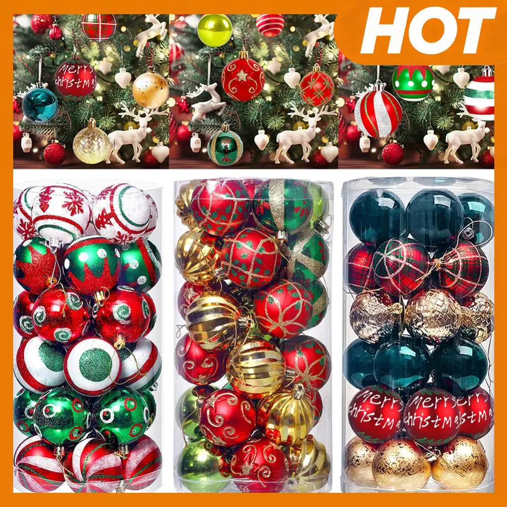 

Набор из 30 небьющихся елочных шаров диаметром 2,36 дюйма для украшения новогодней елки, подвесные украшения для дома и улицы
