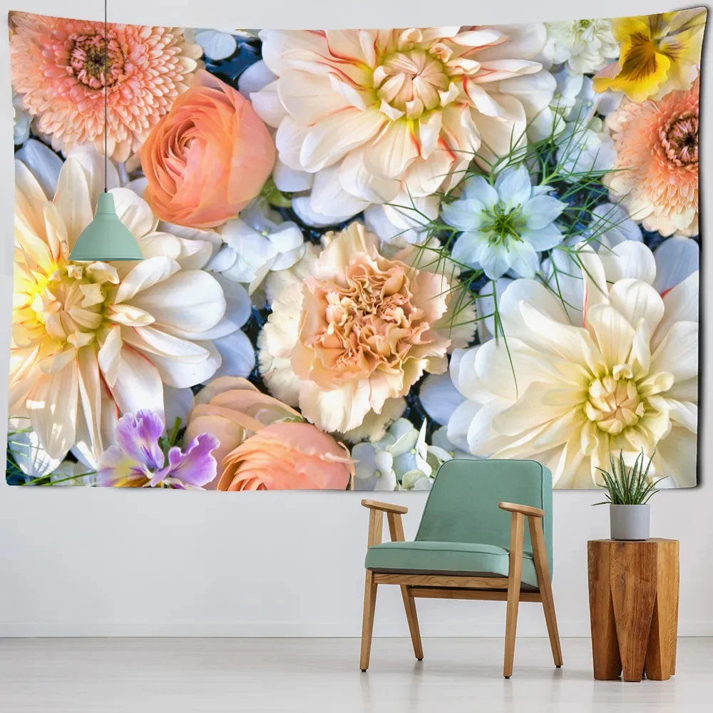 Creative Flowers Tapestry Nature Plant Floral Tapestry Wall Hanging Cloth Tapestries Home Bedroom Living Room Decor Tapestries