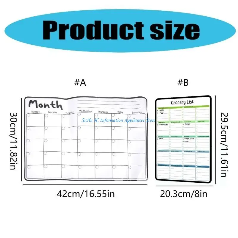 مخطط عمل مغناطيسي للمسح الجاف، تقويم شهري مع علامات، لوحة للمسح الجاف للثلاجات