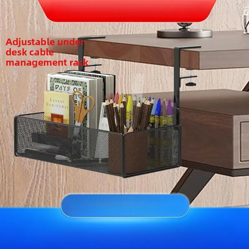 

Office Rack Carbon Steel Non-punching Table Edge Storage Hanging Basket Office Supply Table Storage Rack