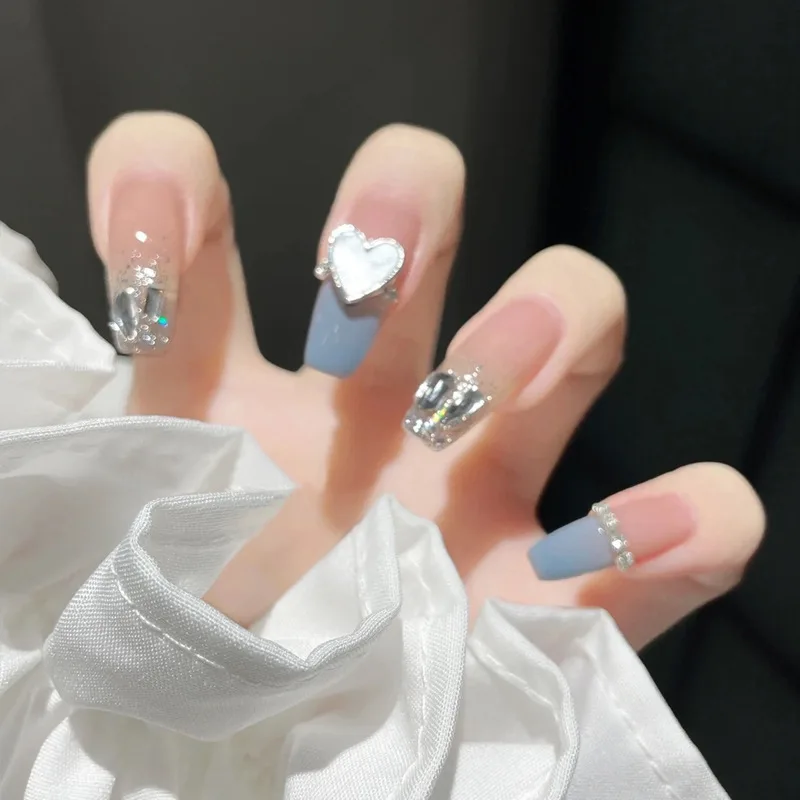 24 шт., накладные ногти в форме сердца со съемными звездами