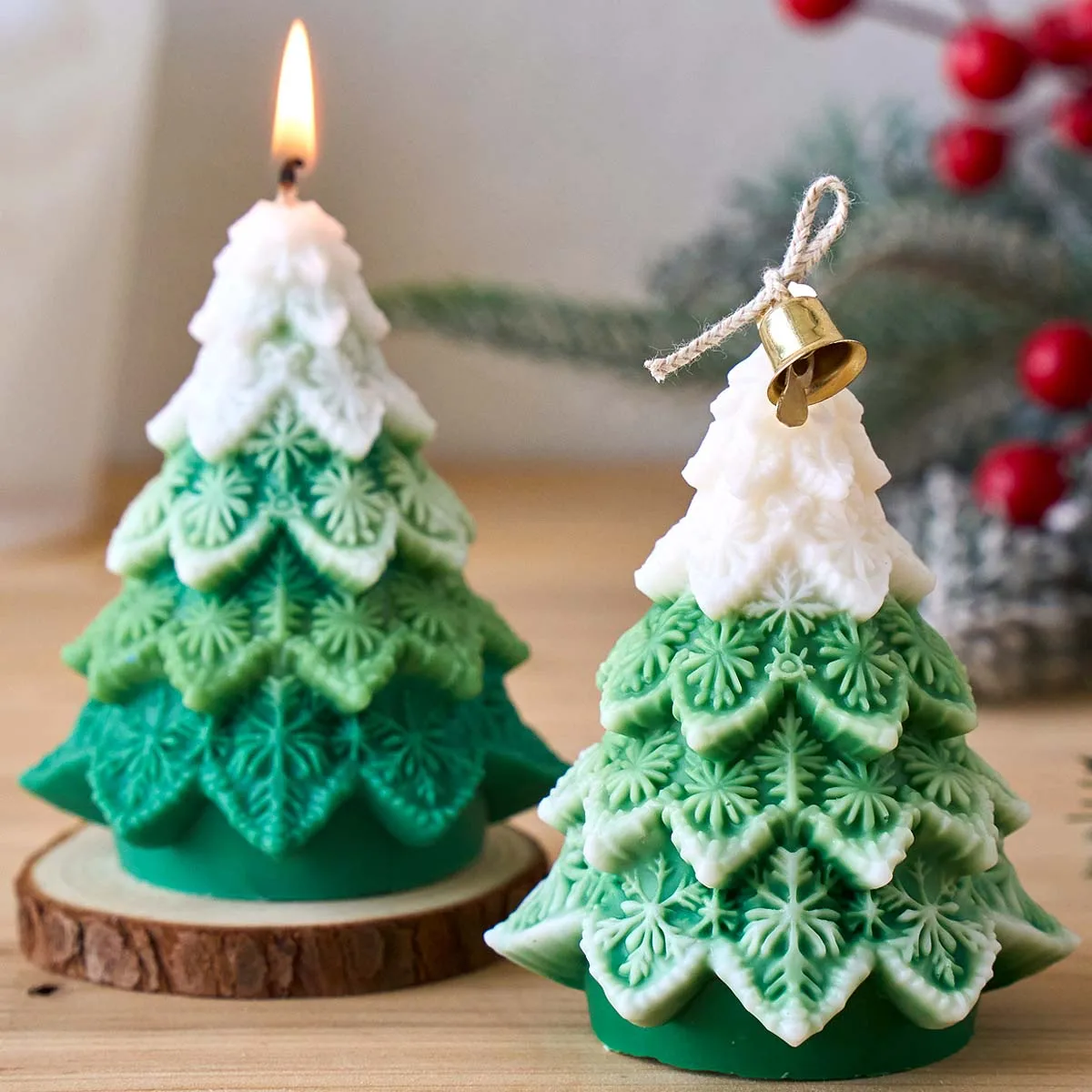 3D Christmas Tree Silicone Candle Mold Snowflake Pattern DIY Aromath Soap Plaster Resin Mould Xmas Home Table Decor Handcraft