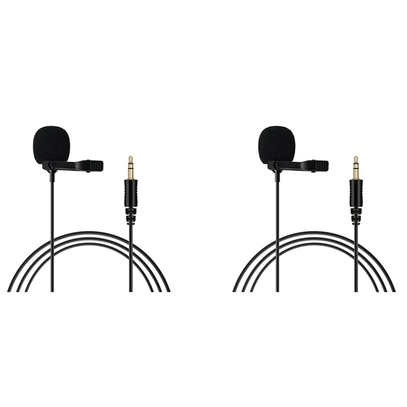 

2X Omnidirectional Microphone 3.5Mm Lavalier Tie Clip Microphones Mini Audio Mic For Camera Computer Laptop Phone