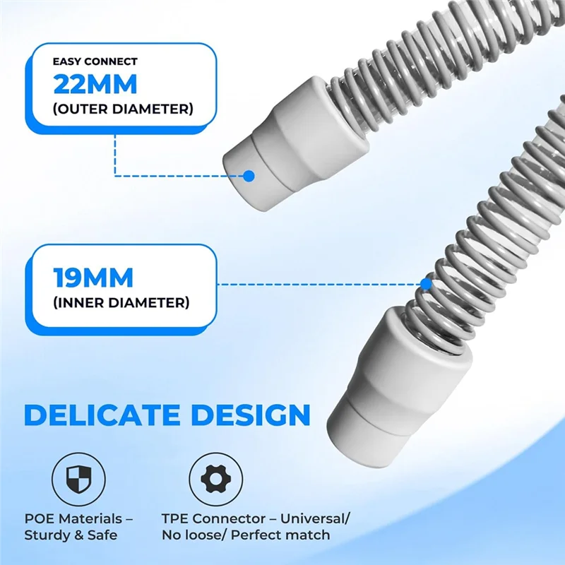 ABUU-2 PACK Universal Tubing Replacements For CPAP Supplies, 6 Foot Hoses For  Respironics,Resmed Airsense
