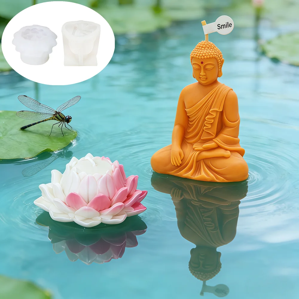 Zen-Meditations-Buddha-Silikon-Kerzenform, Friedlich Sitzende Statue Wachsform für DIY Harz-Gips-Bastelarbeiten