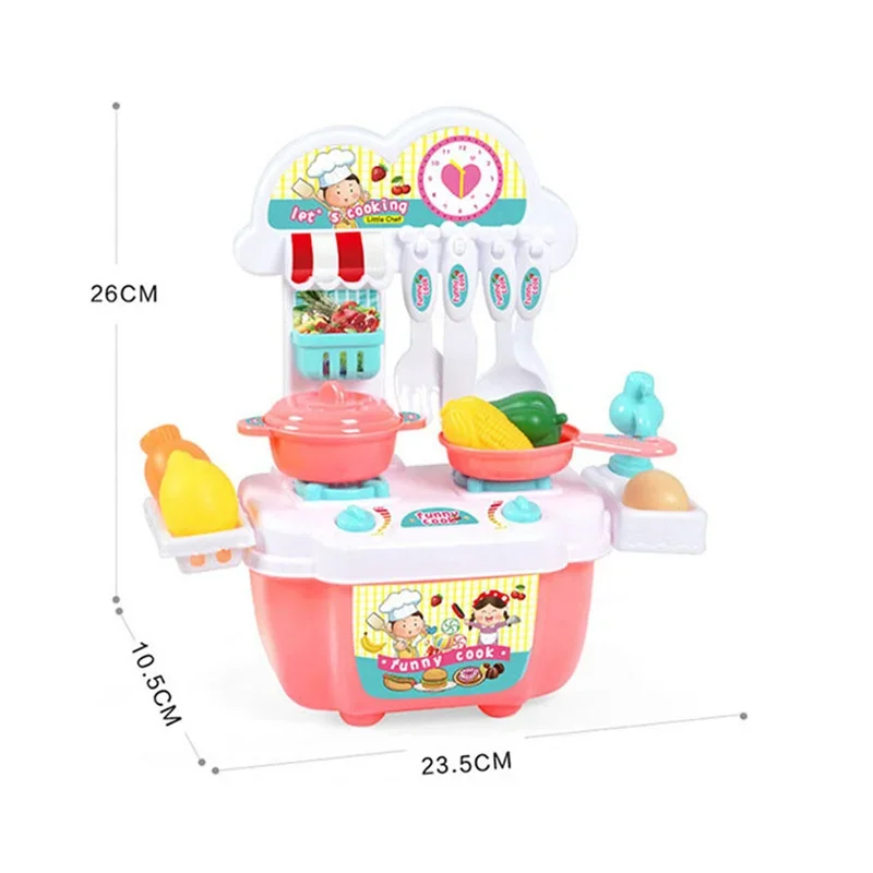 22Pcs Kids Mini Kitchen Cooking Toy Set Pretend Cooking Food Play With Pots Patelnie Cookware Play Role Playing Toys Girls Gifts