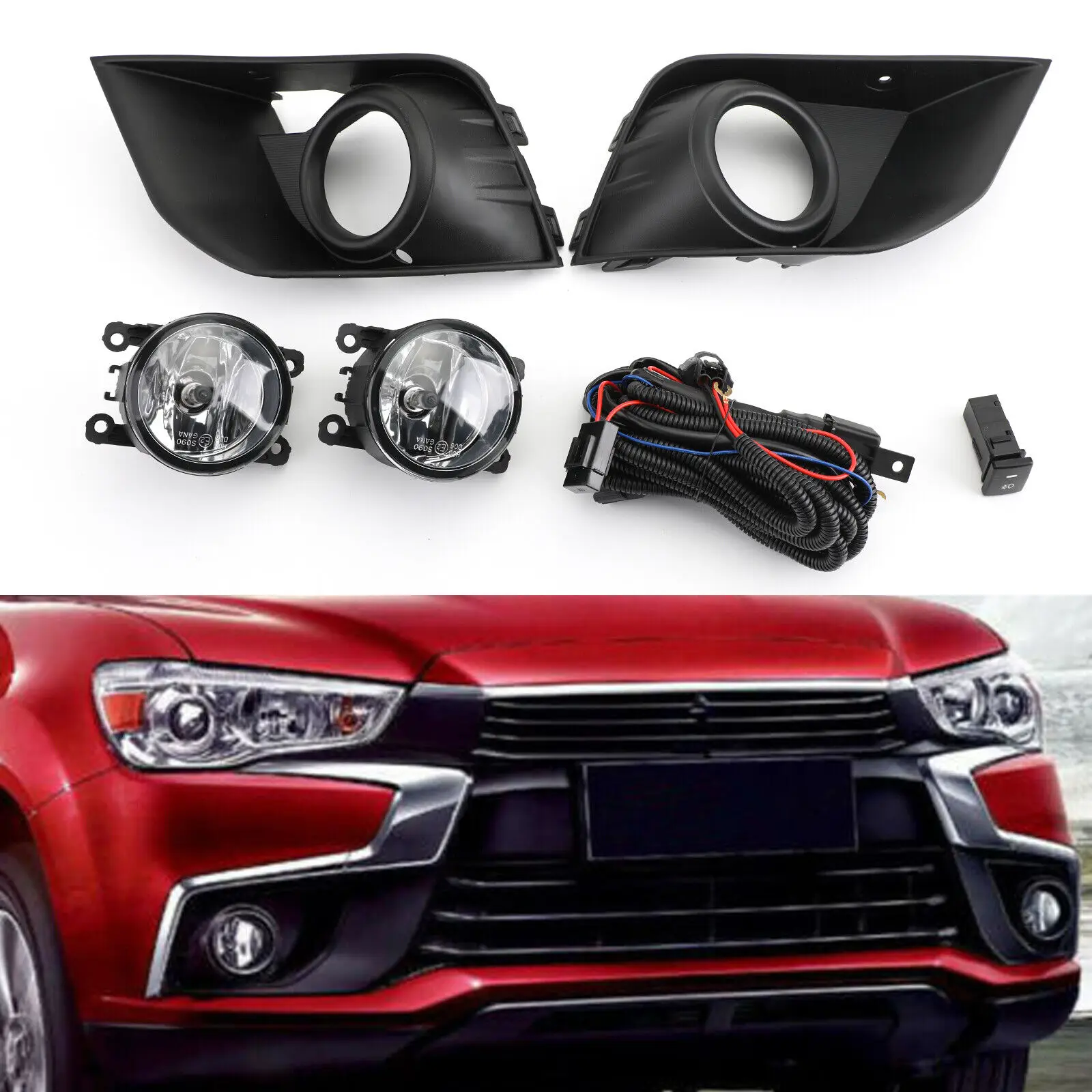 

Front Bumper Fog Light Kit For Mitsubishi Outlander Sport ASX RVR 2016-2018 BLK