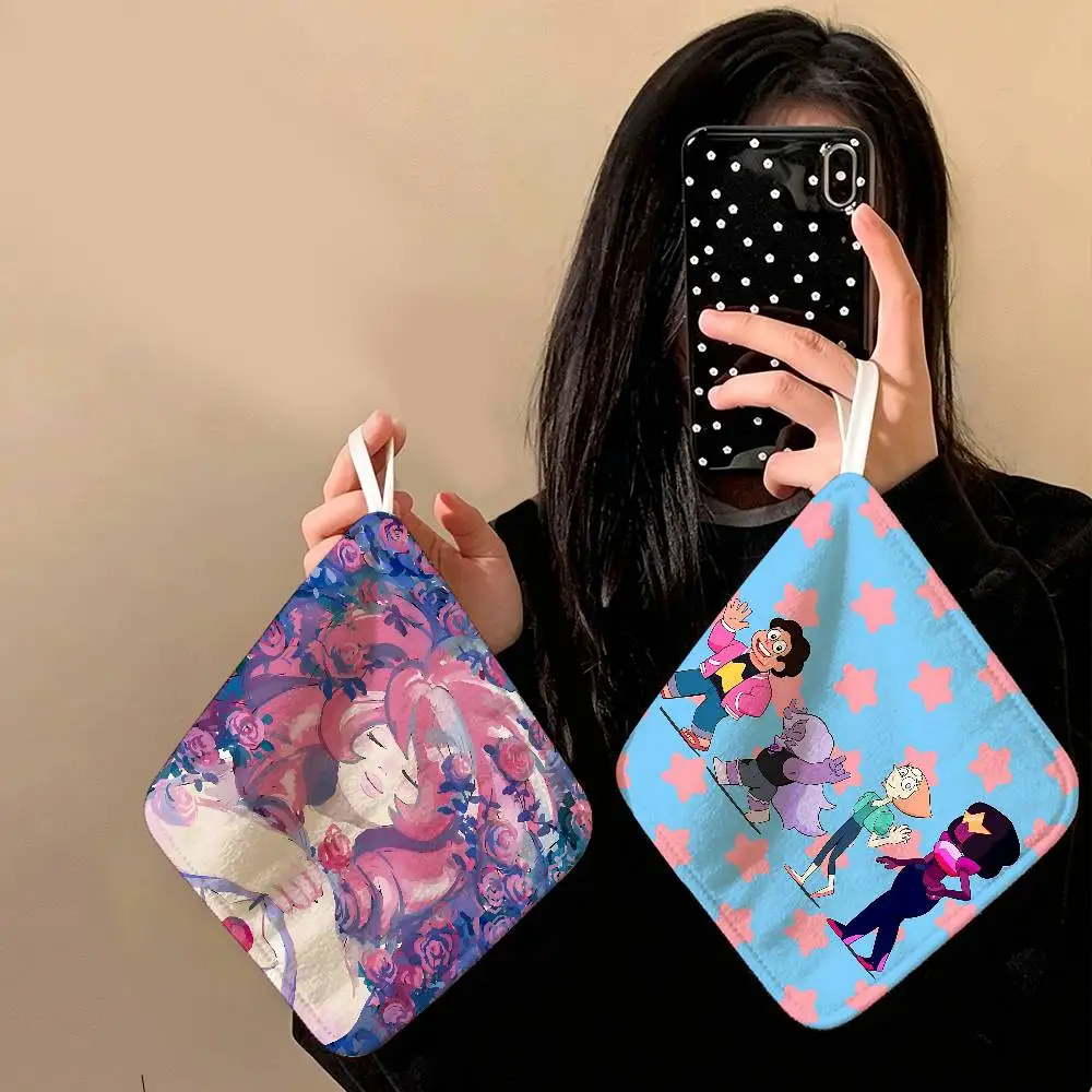 Anime Game Steven Universe Hanging Kitchen Towel, Polyester Cotton Fabric, Absorbent Hand Wiping Towel for Home Dormitory