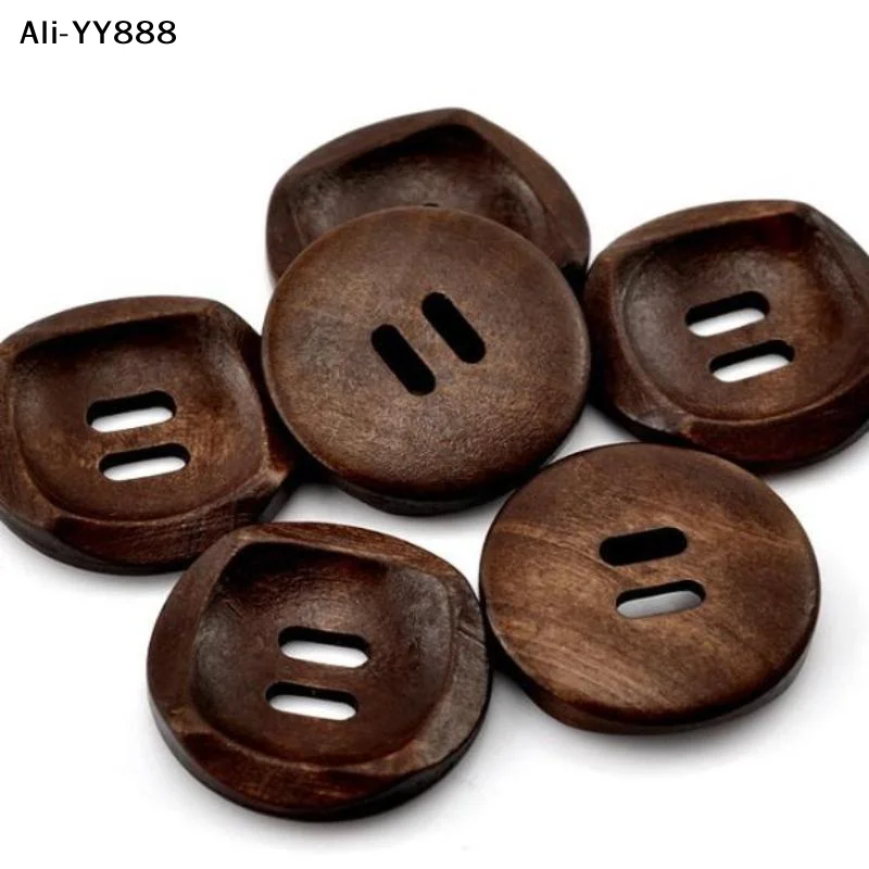 【YY88】50pcs 30mm Wood Sewing Buttons Scrapbooking 2 Holes Round Coffee Buttons Sewing Accessories Clothes DIY Craft Home Decor