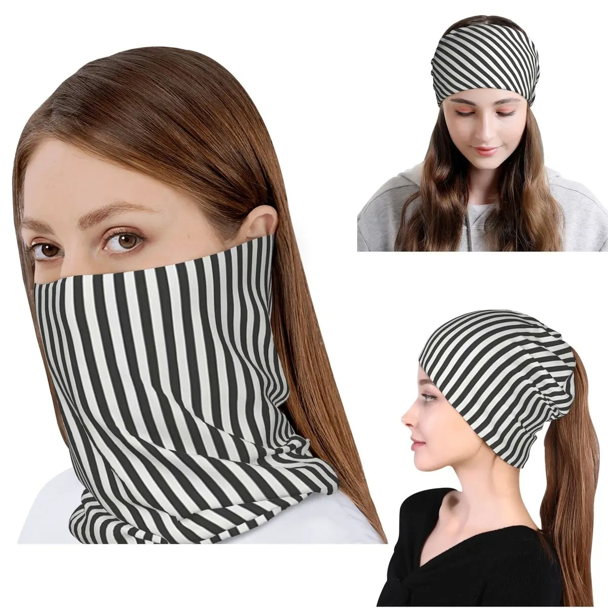

Vertical And Horizontal Diagonal Stripe Bandana Neck Cover Mask Scarf Multifunction Headwear Beanies Hat for Adult All Season