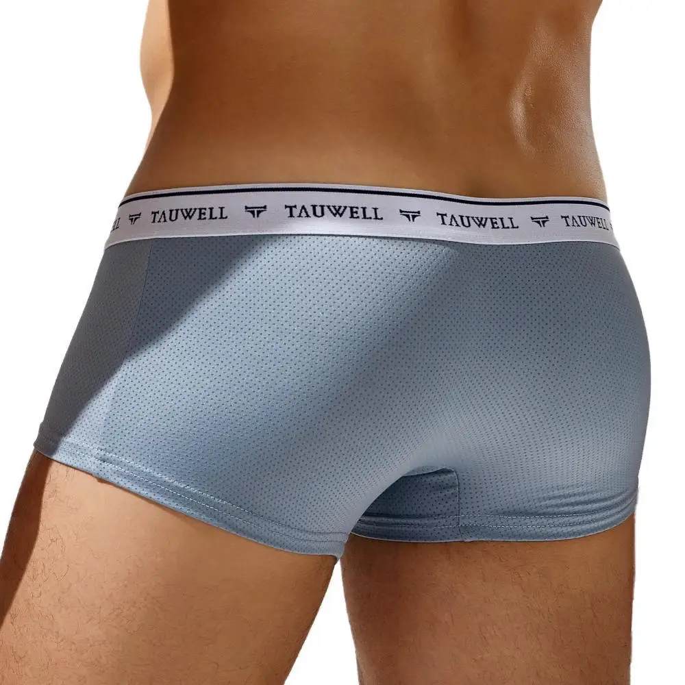 TAUWELL Men\'s Underwear Mesh Breathable Boxers Briefs Sexy Ultra-Low Waist Underpants U convex Design Men Boxers Shorts