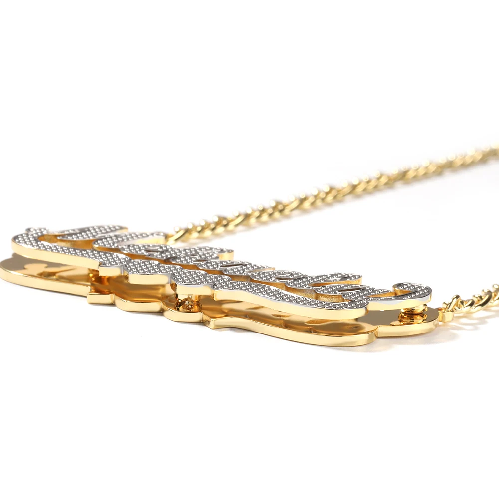 Custom 2 Layers Nameplate Pendant Necklace Stacked Stainless Steel Letters Pendants For Women Fashion Hip Hop Jewelry for Gift