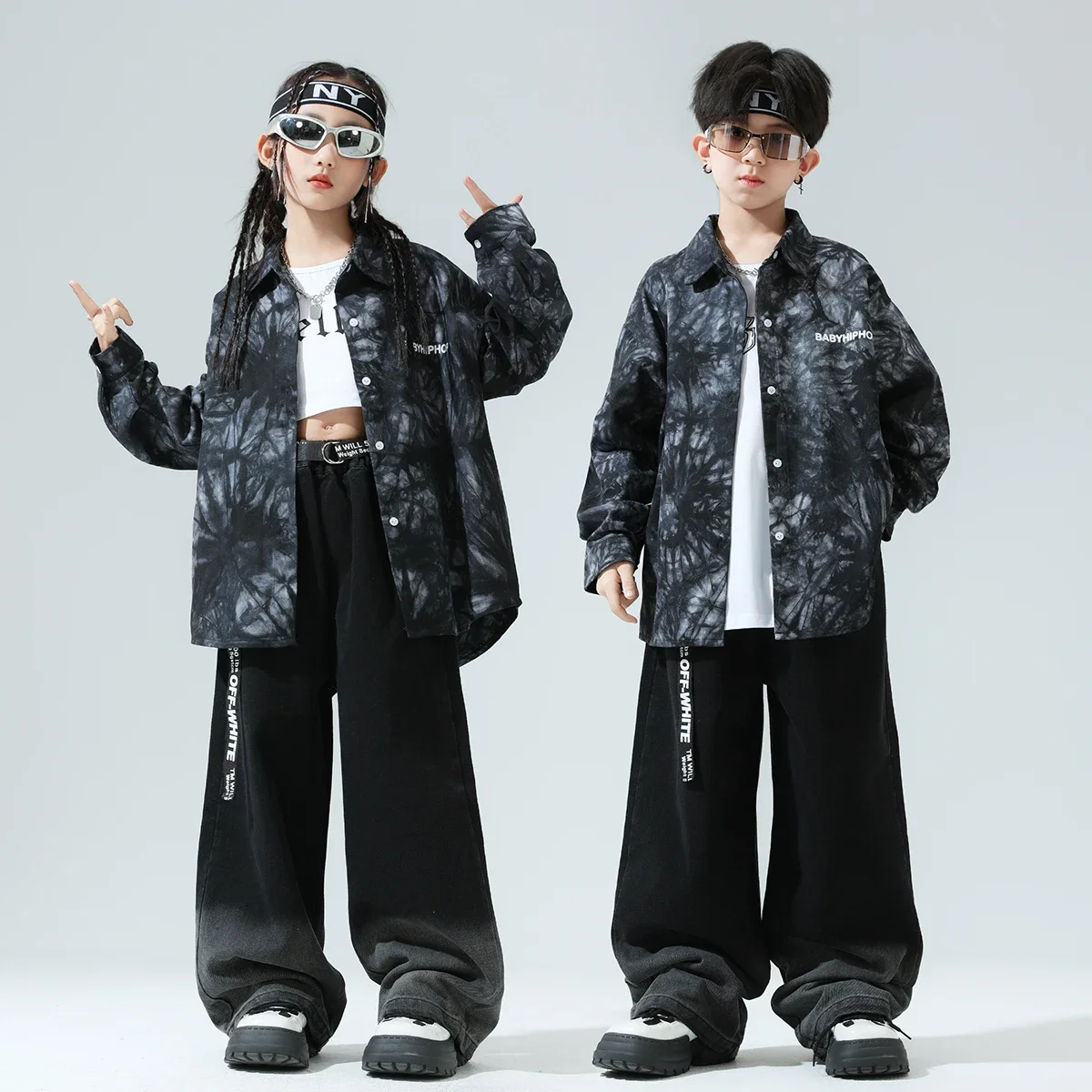 Camisa holgada con estampado de Hip Hop para niños, pantalones Cargo para niñas, camiseta sin mangas de baile callejero K-pop, ropa de calle para niños, conjuntos de disfraces de Jazz para niños