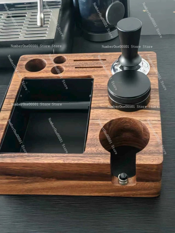 

Walnut Coffee Tamper Station Set Knock Box Distributor Tamper 58mm Wooden Holder Espresso Machine Accessories
