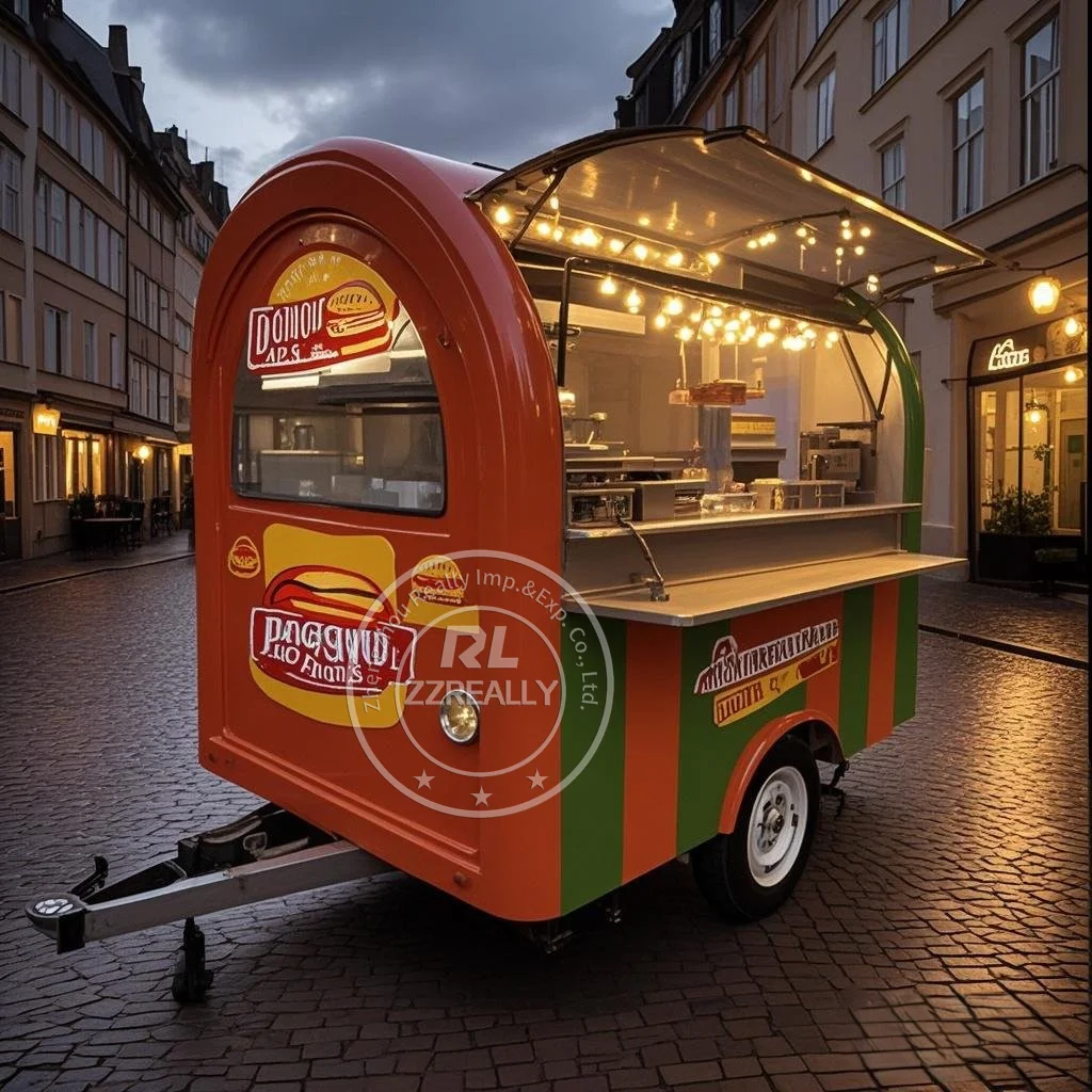 

Concession Food Trailer Coffee Ice Cream Cart Custom Fully Kitchen Equipments Snack Hot Dog Kiosk Food Truck Van
