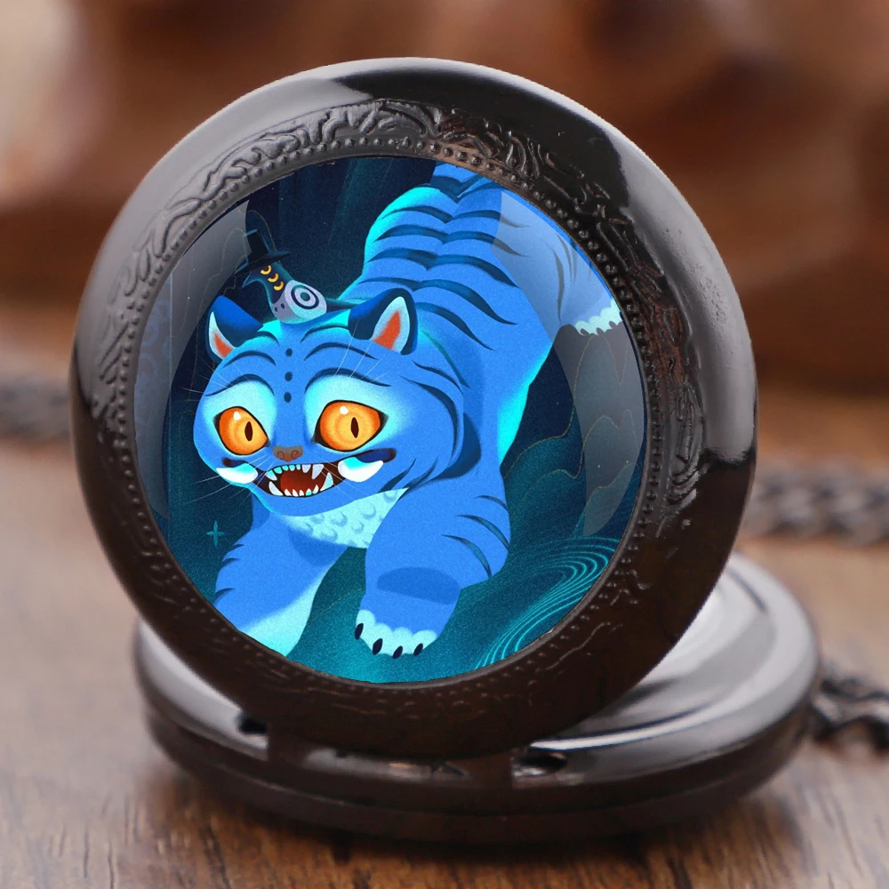 K-Pop Demon Hunters - Derpy & Sussie Artisan Cinema-Style Glass-Dome Quartz Pocket-Watch قلادة قلادة هدية للجنسين