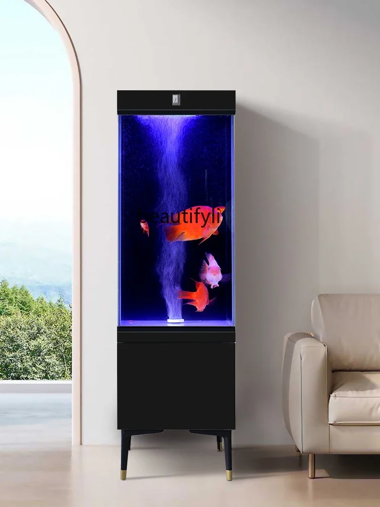 جديد الطابق العمودي سوبر الأبيض الزجاج خزان الأسماك تغيير المياه غرفة المعيشة تعميم أسفل الظهر تصفية قطاع خزانة متكاملة