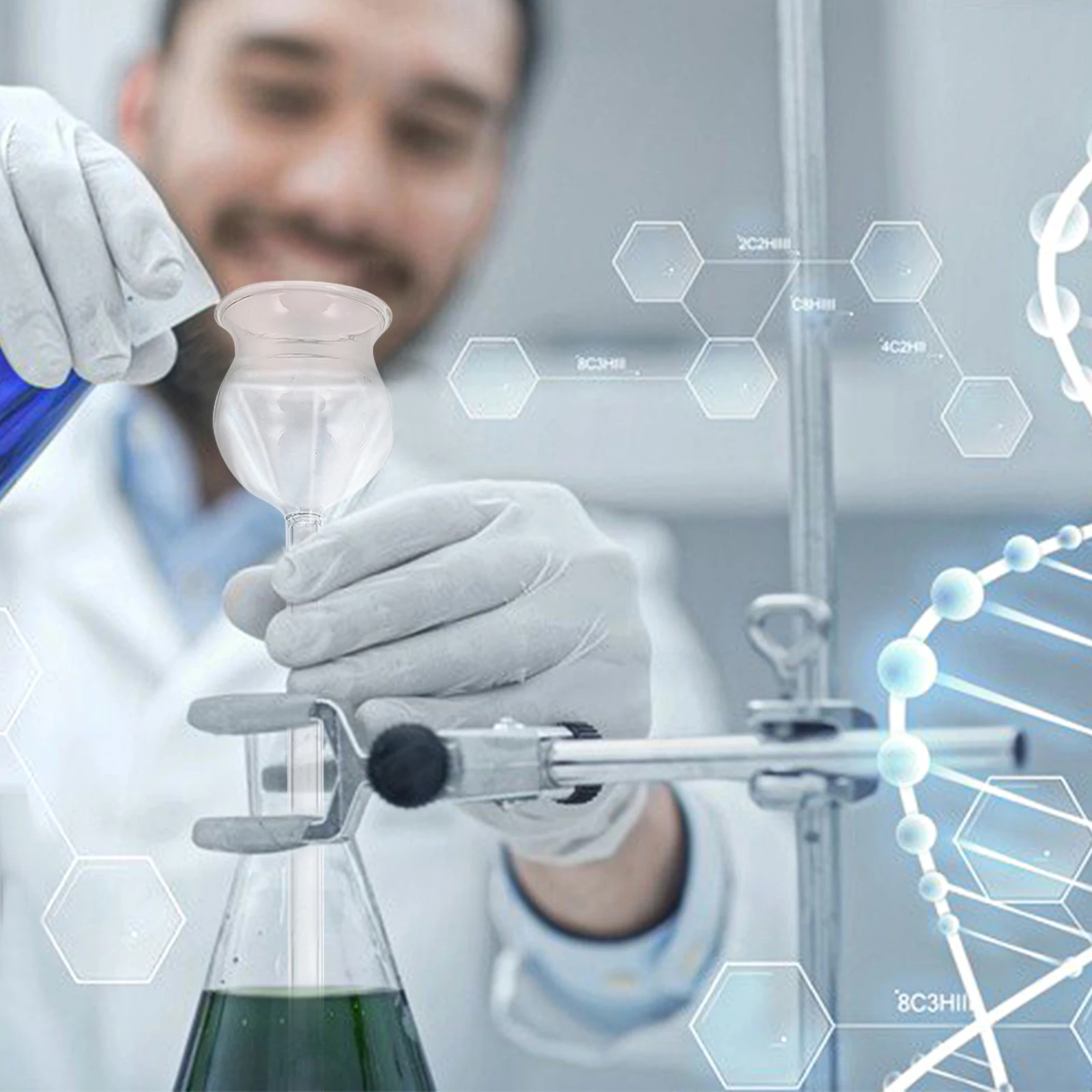 

2Pcs Clear Glass Long Funnel Chemical Resistant Laboratory Funnel for Precise Liquid Transfer Scientific Experimental Equipment