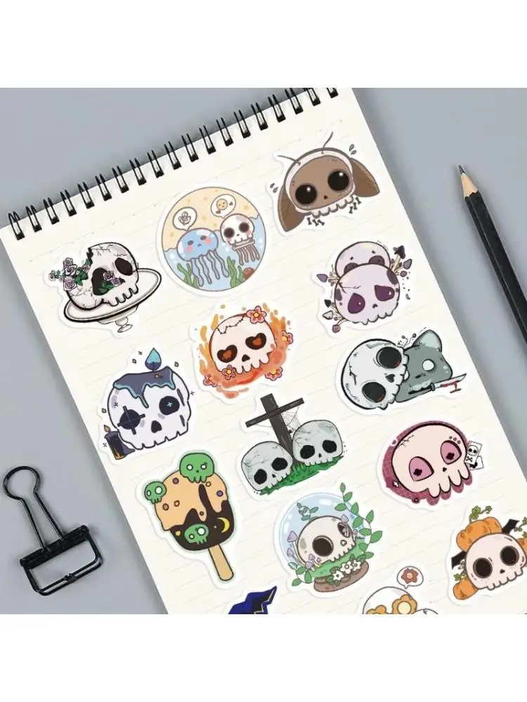 

652F Removable Creative Skull Design Stickers 60Pcs Halloween Decorative PVC Art For Electronics Accessories Waterproof Safe
