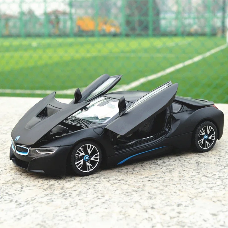 KaKBeir 1:24 BMW I8 Black Car Alloy Car Model Simulation Car Decoration Collection Gift Toy Die Casting Model Boy Toy