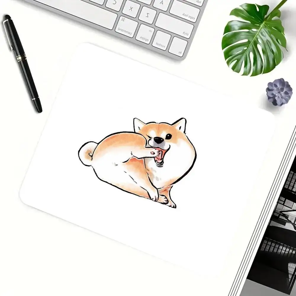

Cute Shiba Inu cartoon mouse pad, cute dog illustration large table pad, anti-slip computer keyboard pad