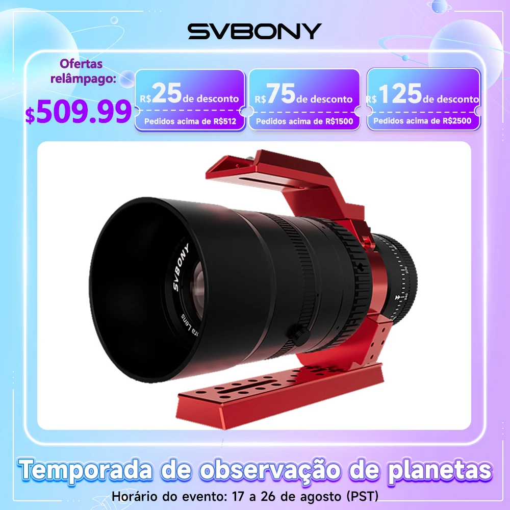 Svbony SV555 Nova atualização telescópio de astrofotografia APO 243mm f/4.5 lente de câmera telefoto para imagem de céu de quadro completo