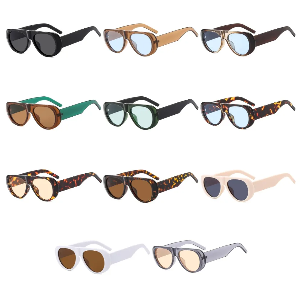 الاتجاه خفيفة الوزن إطار كبير النظارات الشمسية أزياء خمر واسعة الساقين نظارات شمسية ليوبارد طباعة فاسق UV400 نظارات التصوير الفوتوغرافي
