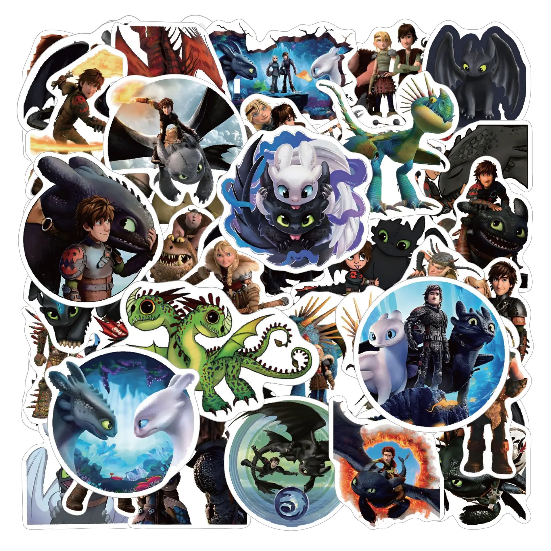 53PCS Cartoon Cute Toothless How to Train Your Dragon Stickers DIY Decoration Suitcase Scrapbooking Phone Laptop Stationery Toy