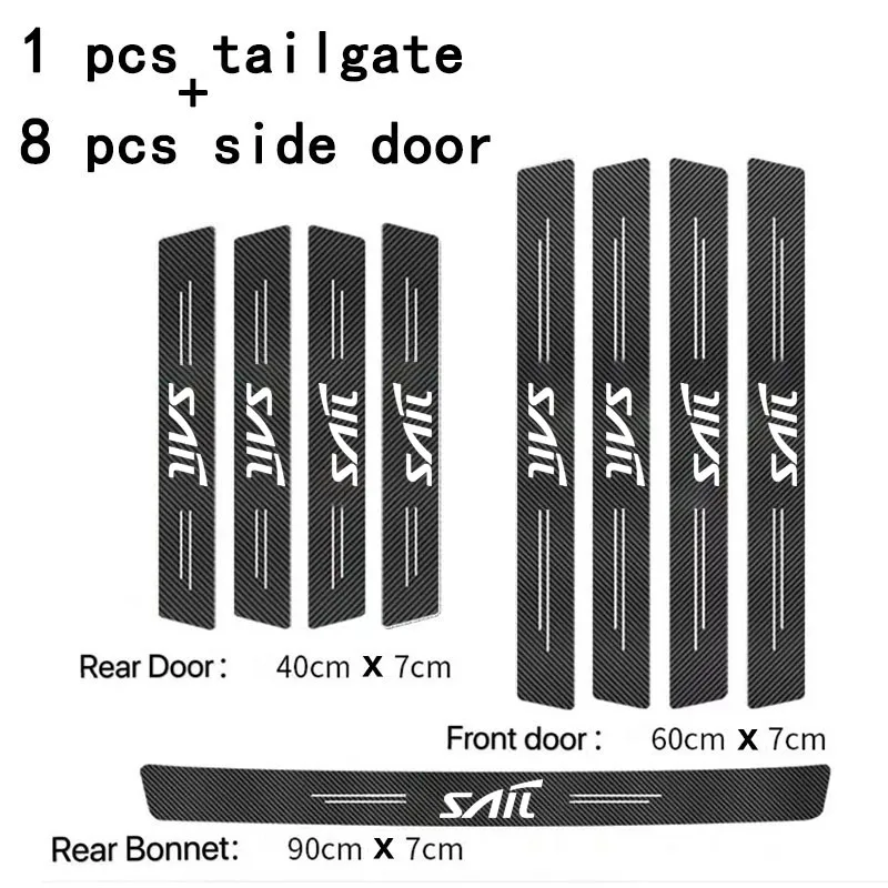 Door Sill Plate Protector Stickers Carbon Fiber Sticker Waterproof Protection Film for Chevrolet Sail Car Accessories Interior view 6
