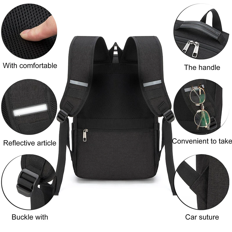 Mochila De diseño antirrobo para viaje, bolsa portátil de tela de nailon negro de gran capacidad con puerto de carga USB, nueva moda