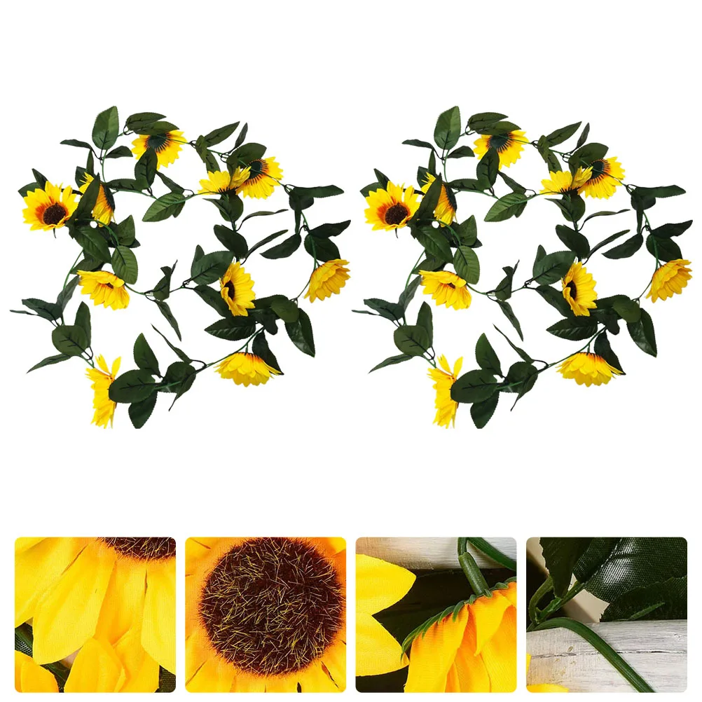 

2Pcs Sunflower Vine Artificial Fake Vine Decoration Flexible Scene Decor Home Garden Restaurant Party Ornament
