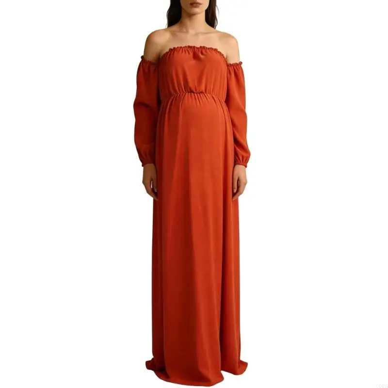 CORB Pregnant Women Side Slit Long Dress For Pregnancy Photoshoot & Everyday Wear