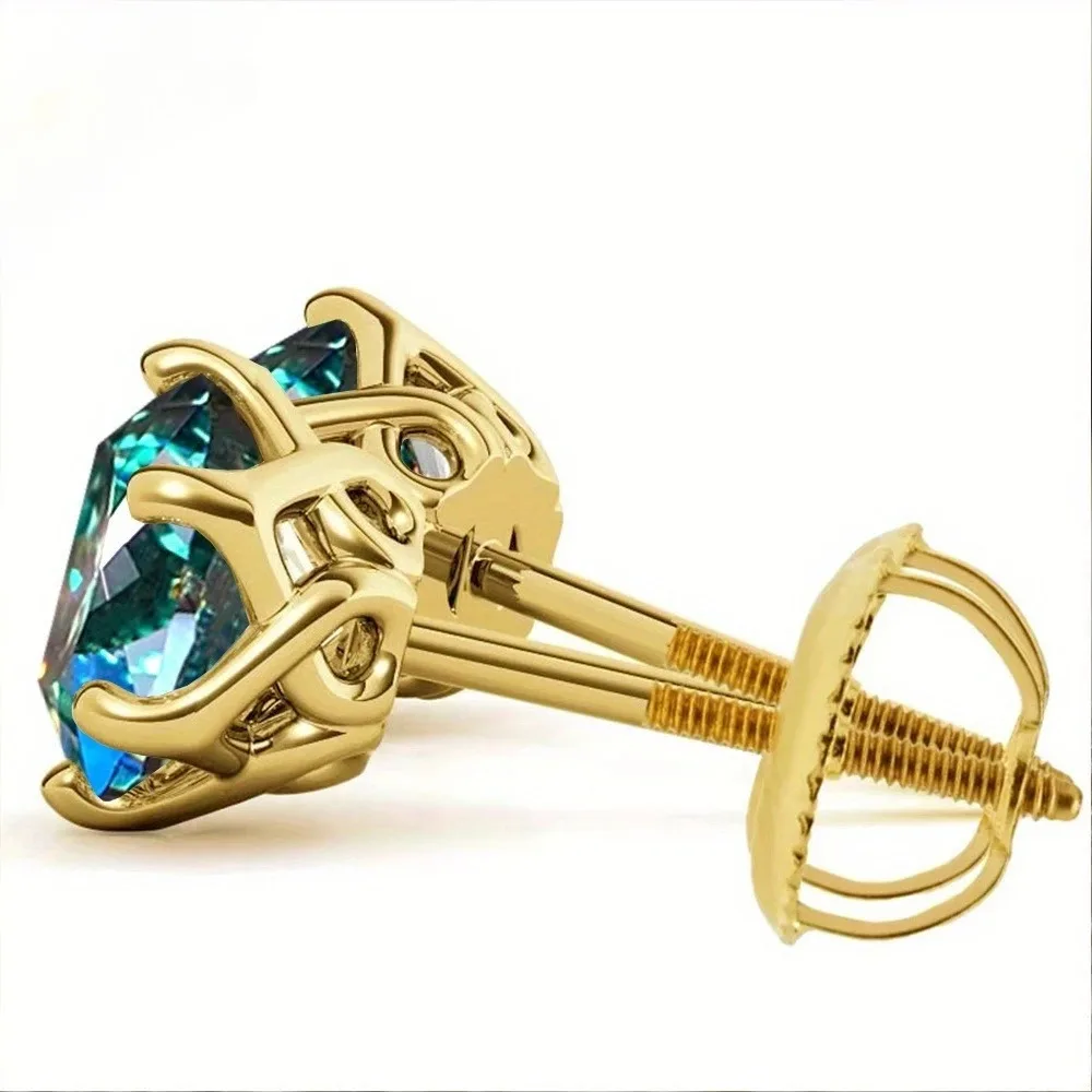 JoyceJelly 18k Vergoldete S925 Sterling Silber Grüne Moissanit-Ohrringe für Damen Klassisches 6-Krallen-Design Valentinstag-Geschenk – Detail 5