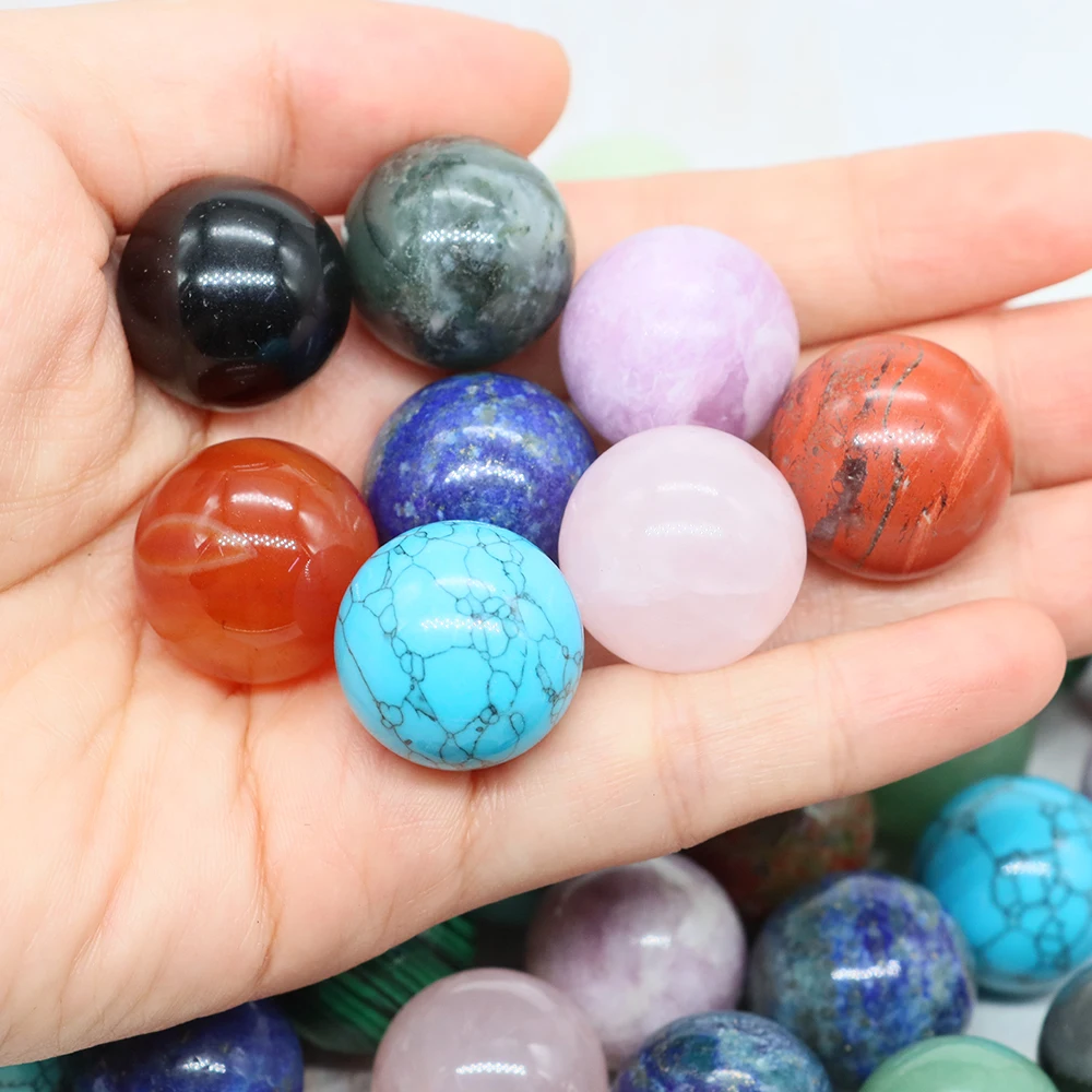 20mm Round Balls Beads Natural Stone Sphere Healing Crystal Amethyst Quartz Globe for Jewelry Making DIY Necklace Home Decor